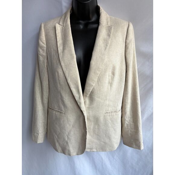 J Crew Cream Beige Linen Blazer 10 Career Work Professional Minimalist Classy - Picture 1 of 11